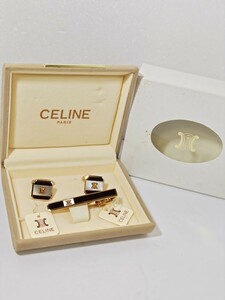 1円スタート【美品/箱付】CELINE セリーヌ ネクタイピン カフス　セット