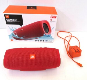 100B411★【中古品】JBL CHARGE 3 Bluetooth ポータブル防水スピーカー レッド