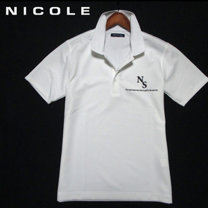新品 【ニコル】 吸汗速乾　半袖ポロシャツ　胸ロゴ　ホワイト　サイズ48　(L)　ゴルフ　NICOLE Selection GOLF LINE