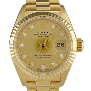 ロレックス ROLEX デイトジャスト 10Pダイヤ 69178G 腕時計 YG ダイヤモンド 自動巻き シャンパンゴールド レディース 【中古】