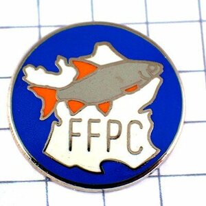 ピンバッジ・魚フランス白い地図型フィッシング釣り◆フランス限定ピンズ◆レアなヴィンテージものピンバッチ