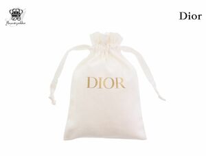 【Used 開封品】 クリスチャンディオール Dior ノベルティ 巾着ポーチ フリル巾着 布製フラット巾着 2023 コットン ホワイト BEAUTY