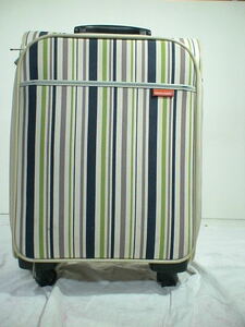 2612　valentino sabatini　白ストライプ 鍵付　スーツケース　キャリケース　旅行用　ビジネストラベルバック
