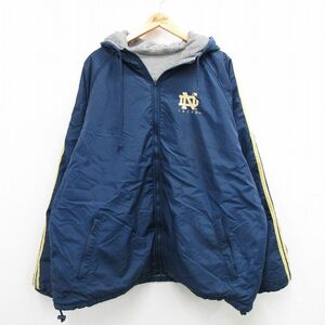 XL/古着 アディダス adidas 長袖 ナイロン ジャケット メンズ 90s ノートルダム アイリッシュ ワンポイントロゴ リバーシブル 大きいサ