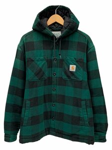 Carhartt (カーハート) WIP HOODED CHECK SHIRT JAC 中綿チェックジャケット 裏キルティング M グリーン メンズ /036