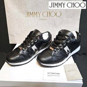 JIMMY CHOO 42 レザースニーカー RAFI ブラック 26.5cm