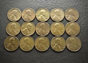 美品 1セントコイン リンカーン　記念堂 15枚セット 送料無料です。　（15397） USA 貨幣 硬貨 ペニー アメリカ