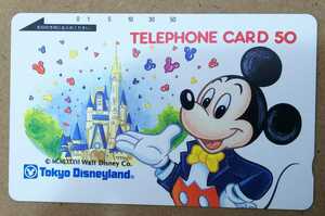 未使用テレカ50度 東京ディズニーランド ミッキーマウス TOKYO Disneyland MCMLXXXVI 1986年 Walt Disney レア 初期品 110-13340*