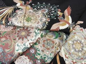 平和屋2■豪華黒留袖　螺鈿　正倉院鳳凰花文　暈し染め　金銀彩　逸品　DAAB7871ps