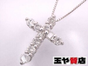 ダイヤ0.5ct クロス ペンダント ベネチアン ネックレス pt850 pt900 プラチナ