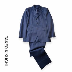 TAKEO KIKUCHI/タケオキクチ セットアップ スーツ 入卒 ビジネス リクルート 総裏 サイドベンツ メンズ 男性 サイズ2 紺 日本製