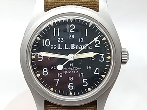 【ジャンク】 稼働品 HAMILTON × L.L.Bean ハミルトン × ＬＬビーン Khaki カーキ 921980 クォーツ 腕時計