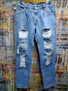 送料込★Levis 550 CLASSICリラックステーパード 前後ハチの巣加工/w実寸~80/浅インディゴ洗い落ち/パルプパッチ/赤タブe/米企画メキシコ製