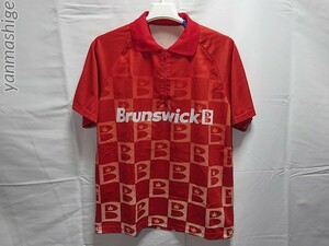 Brunswick [Sサイズ] ポロ襟・ドライハーフジップシャツ 廃番[レッドxホワイト] ボウリングシャツ ブランズウィック サンブリッジ