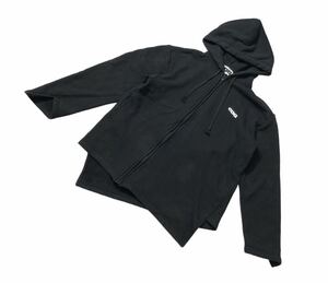 大きいサイズ ● CDG COMME des GARCONS コムデギャルソン ● ロゴ プリント BIAS HOODIE 捻れ ジップアップ パーカ ブラック XL