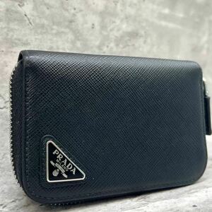 1円〜【未使用級】プラダ PRADA 財布 札入れ カードケース 現行 三角ロゴ サフィアーノ レザー ブラック 黒 箱付き メンズ ビジネス