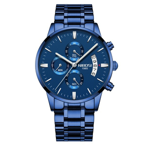 NIBOSI メンズ 腕時計 高品質 クオーツ クロノグラフ 防水 カジュアル ウォッチ ビジネス 時計 ステンレス オールブルー