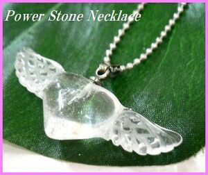 ◆天然石ネックレス在庫処分◆水晶 エンジェル ハート彫りネックレス/チェーンは40cm