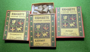 インド　NAMASTE香　ストロベリー、ココナッツ、琥珀　３箱セット
