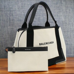 中古 バレンシアガ トートバッグ レディース ブランド BALENCIAGA ネイビーカバスS 339933 ホワイト バッグ