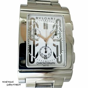 【ブルガリ BVLGARI☆レッタンゴロ RTC49S】クロノグラフ 中古 メンズ腕時計 クオーツ 白文字盤【外装仕上げ☆Aランク】