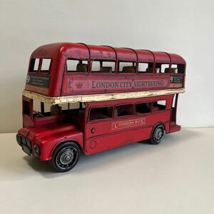 ブリキ　ロンドンバス レトロ　ビンテージ　イギリス製 LONDON BUS アンティーク　ダブルデッカー　TOYS 玩具　インテリア