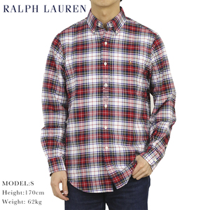 新品 A107 Mサイズ コットン 長袖 長袖 チェック シャツ polo ralph lauren ポロ ラルフ ローレン 赤 スリムフィット