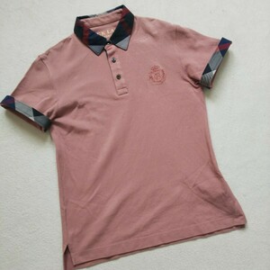 【極美品 M】ブラックレーベルクレストブリッジ ポロシャツ CBチェック ロゴ刺繍 ピンク BLACKLABELCRESTBRIDGE トップス Tシャツ 