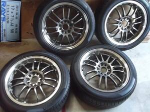 RAYS鍛造軽量RE30-17インチOFF+50-7.5J-PCD114.3-5H+バリ山タイヤ215/50R17ノアヴォクシーセレナ