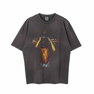 SAINT MICHAEL SS TEE/WE LIVE HELL Vintag セントマイケル ダークグレー 半袖tシャツ ユニセックス ファッション トップス カットソー L