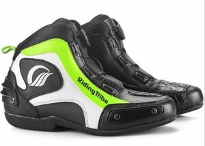 新品SALE! ライディングシューズ メンズ 靴 レーシングブーツ 合革 安全フェイクレザー バイク用ツーリング グリーン [ サイズ 色 選択可 ]