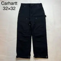 Carhartt USA製 ダブルニー ブラック ワークパンツ W32 L32
