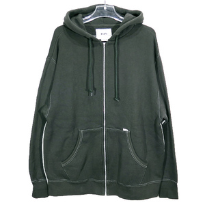 WTAPS ダブルタップス 21AW BLANK/ZIP HOODED/COTTON 212ATDT-CSM06 ブランク ジップ フーデッド 無地 パーカー オリーブ