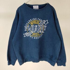 90s vintage デカロゴ　ロゴ刺繍　オーバーサイズ　トレーナー　古着　アメカジ　ストリート　長袖　春服　ゆるダボ