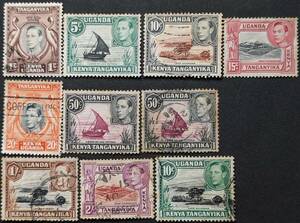 【外国切手】 ケニヤ、ウガンダ及びタンザニア 1938年04月11日 発行 1935 年発行、ただしジョージ 6 世の肖像画あり 消印付き/未使用