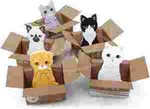 【ノーブランド品】かわいい 箱入り 猫 - ひろって ニャンコ 付箋 - 5種類 x 30枚 豪華150枚 癒しの ネコ 付箋 ;ZYX000092;