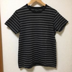 送料込 日本製 アニエスベー ボーダーT T2 Mサイズほど 黒 灰 USED agnis b. 半袖 Tシャツ black gray アメカジ 古着 MADE IN JAPAN