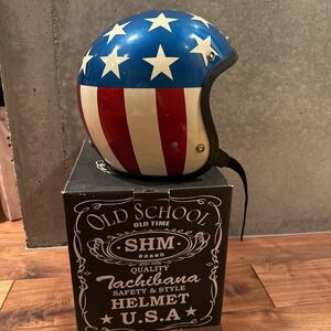 ジェットヘルメット tachibana shm old school captain america star&stripe easy rider ハーレーダビッドソン　harley-davidson Mサイズ