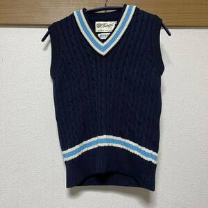 Balmoral Knitwear×BEAMS BOY ニットベスト ライン クリケットベスト ネイビー 紺色 バルモラルニットウェア ビームスボーイ 送料230円〜