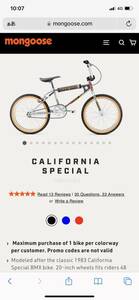 ① 未開封 mongoose マングース California special bmx old School Classics Collection