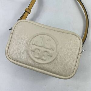 1円〜【入手困難品】 トリーバーチ Tory Burch ペリーボンベ ショルダーバッグ アイボリー 斜め掛け レザー ロゴ クロスボディバッグ