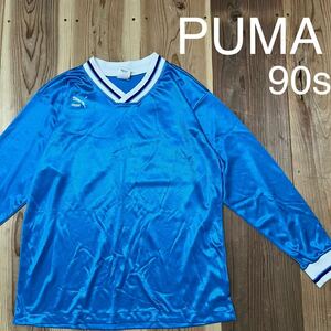 90s PUMA プーマ ゲームシャツ game shirt ビッグプリントロゴ 長袖 サッカーシャツ 日本製 ヒットユニオン ヴィンテージ 玉mc2603
