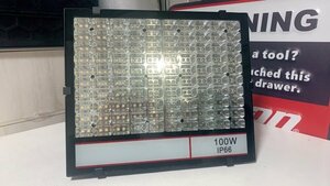 【屋外防 塵防水!!】LED投光器 100W 防犯ライト 薄型 高輝度 500W相当 5000LM 昼光色 省エネ AC85-265V 昼光色コード3m　0423