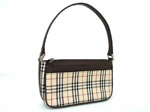 1円 ■新品■未使用■ BURBERRY バーバリー ノバチェック キャンバス×レザー ワンショルダー ハンドバッグ ベージュ系×ブラウン系 AR7483