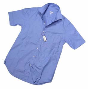【 DRESSTERIOR / ドレステリア 】ドレスとしてもカジュアルとしても着れる、ブルーの半袖コットンシャツ S