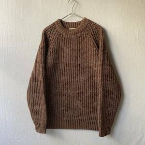 【100%コットン】90s J.CREW ニット セーター / XS ブラウン ローゲージ フィッシャーマン アラン ビンテージ USA K3-10043-8537 sale