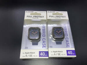 送料込 40mm 2個セット エレコム ハイブリッド Apple watch 6/SE/5/4 40mm フルカバー AW-40CSUCBKC クリアブラック 未開封