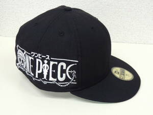 ★ 美品 ワンピース ONE PIECE ニューエラ NEW ERA コラボ 刺繍ロゴ つば地図柄 キャップ 帽子 7 3/8 58.7cm 黒 ブラック