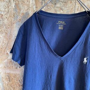 [KWT4604] POLO RALPH LAUREN 半袖Tシャツ レディース ネイビー M ポス