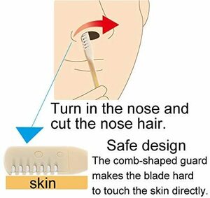 2本/鼻毛カッター手動　電池不要　携帯用/はなげ/花毛/ハナ毛/身だしなみ/デート前に　はな毛　即決　鼻毛カット/回転ブラシくし状くるくる
